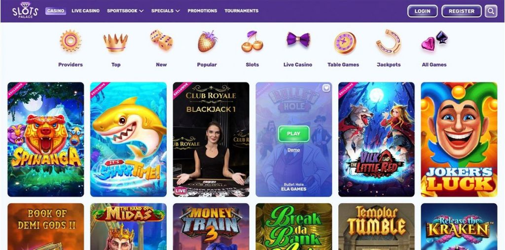 Παιχνίδια και πάροχοι στο Slots Palace casino